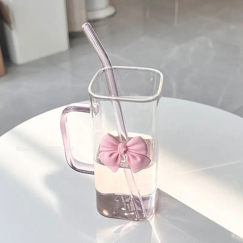 Square Mug with Lids and Straws