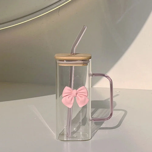 Square Mug with Lids and Straws