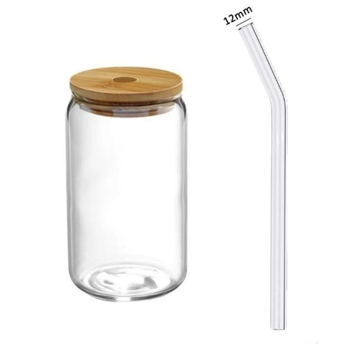 350ml/550ml | Glass Cup With Lid and Straw