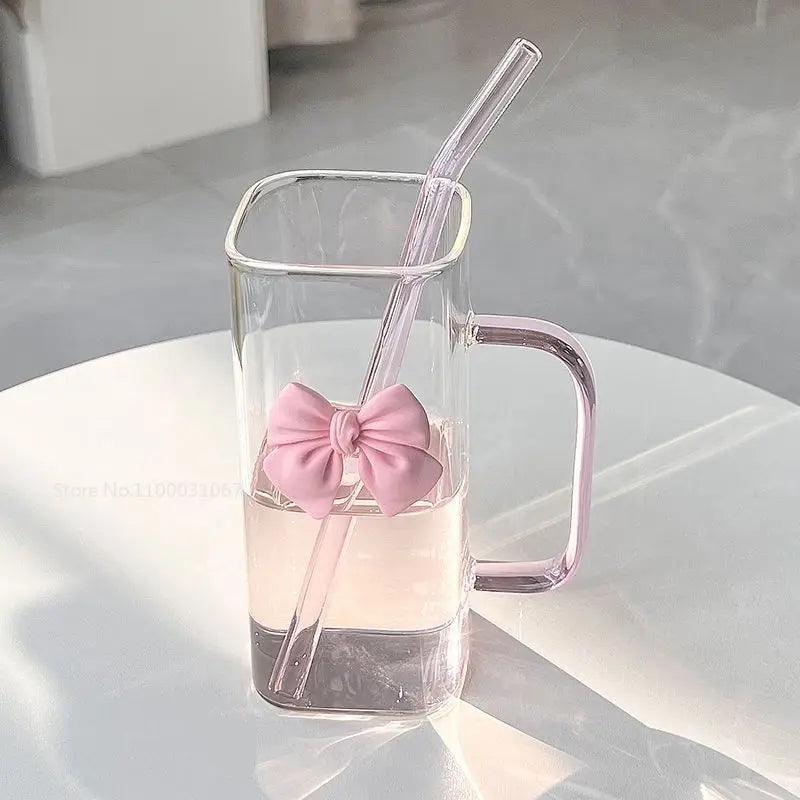 Square Mug with Lids and Straws